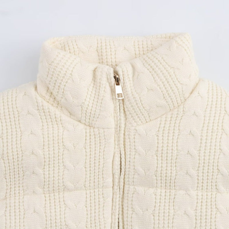Women's Casual Knitted Padded Vest – Stand Collar Loose Fit