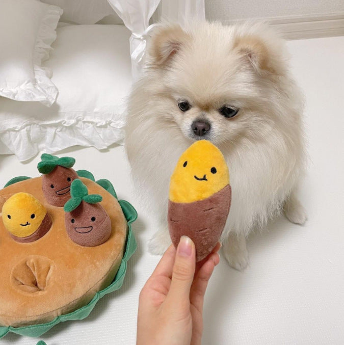 Interactive Dog Toy Set – Plucking Groundnut & Sweet Potato