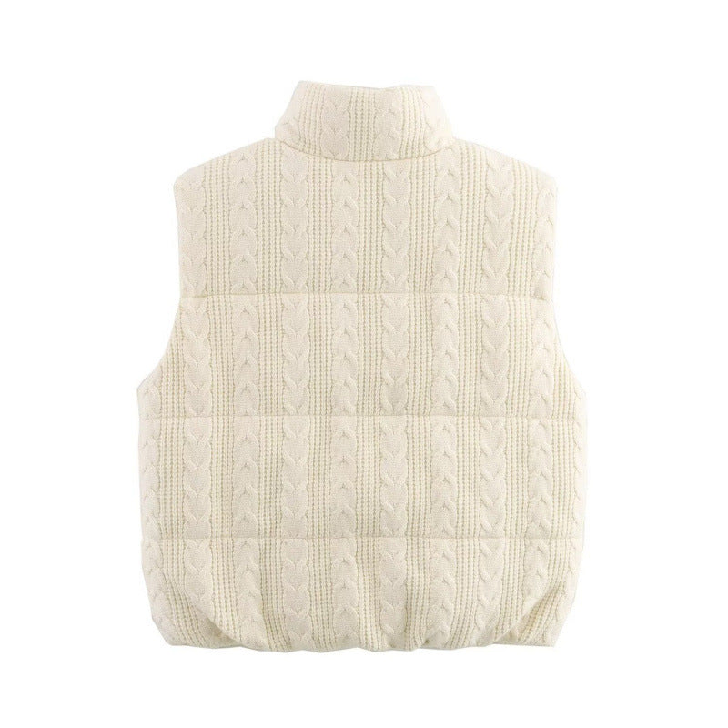 Women's Casual Knitted Padded Vest – Stand Collar Loose Fit