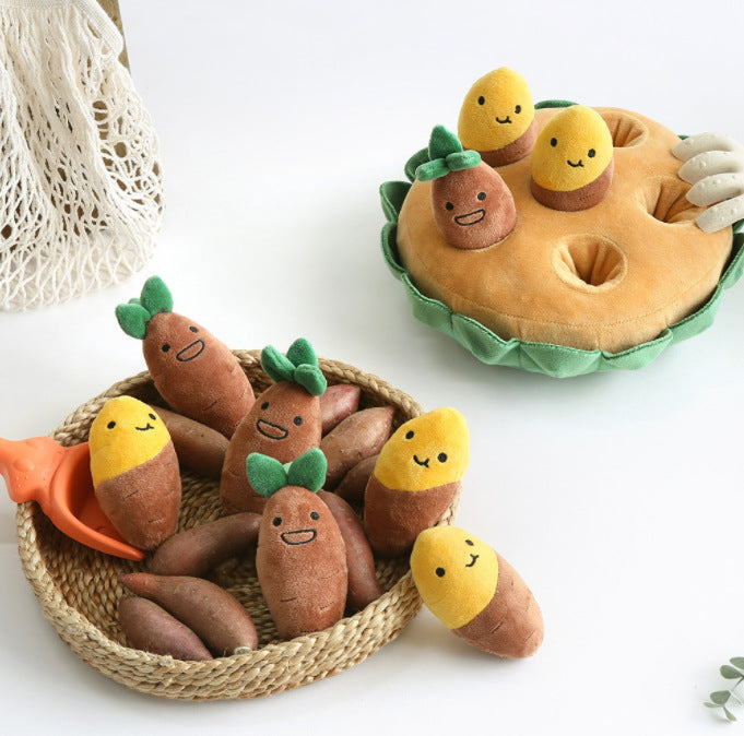 Interactive Dog Toy Set – Plucking Groundnut & Sweet Potato