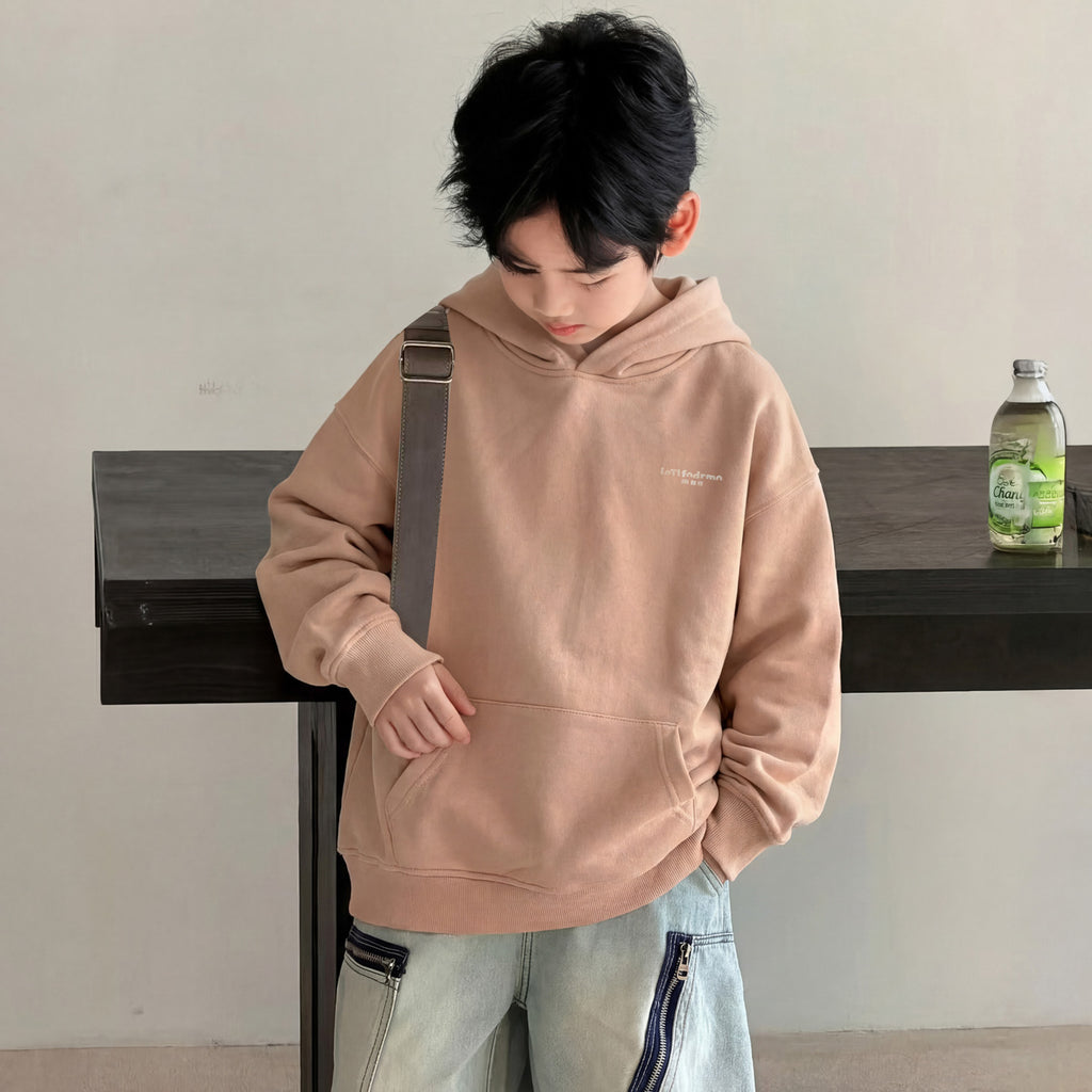 Boys Autumn Winter Long Sleeve Hooded Sweatshirt Loose Fit Fashionable Top