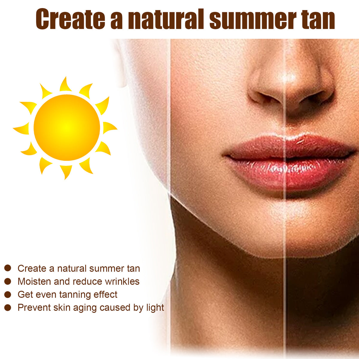 Soft Brown, Summer Seaside Tanning Dark Tan Moisturizing Cream for Tanning Skin