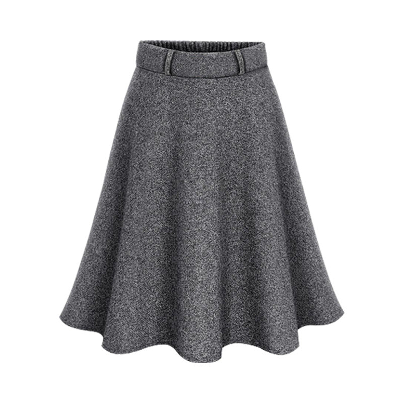 Autumn and Winter New Plus Size Plus Fat A-Line Lining Hip-Covering Woolen Skirt Versatile Women's Skirt 100kg Half Skirt 60cm