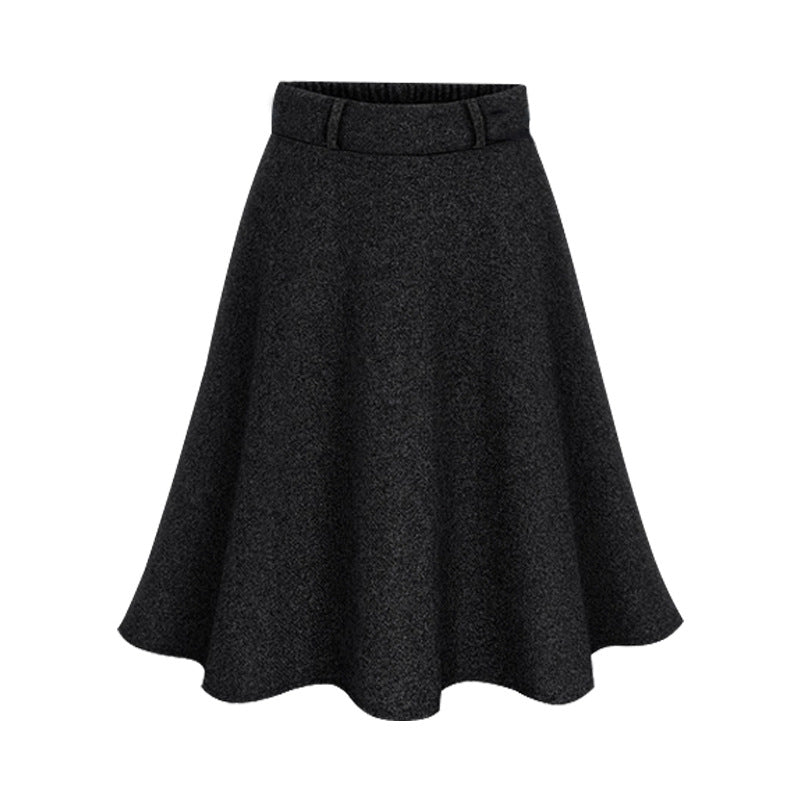 Autumn and Winter New Plus Size Plus Fat A-Line Lining Hip-Covering Woolen Skirt Versatile Women's Skirt 100kg Half Skirt 60cm