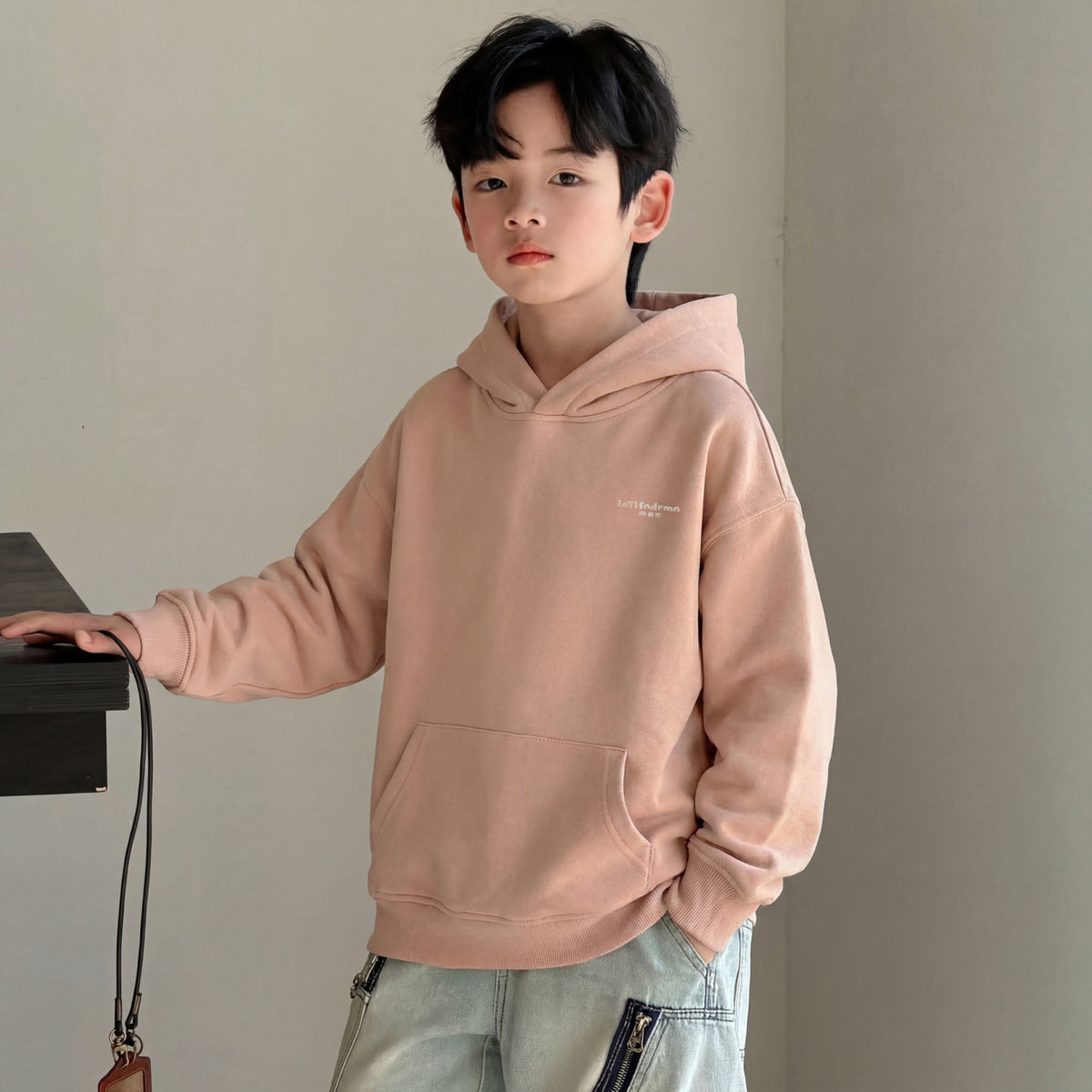 Boys Autumn Winter Long Sleeve Hooded Sweatshirt Loose Fit Fashionable Top
