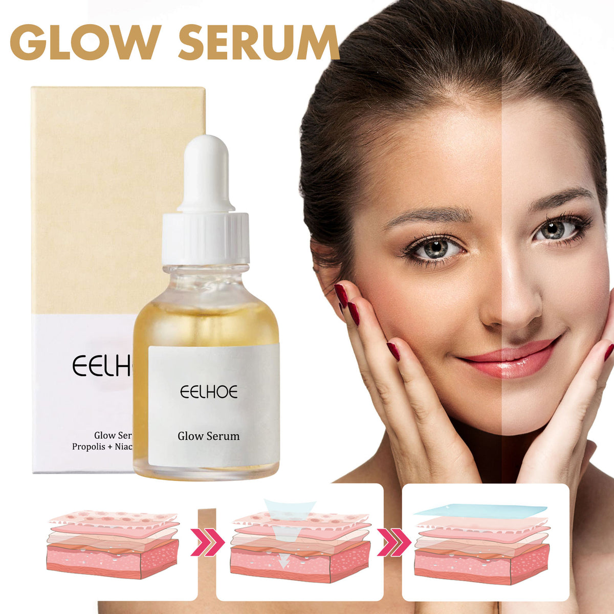 Propolis Nicotinamide Photosensitive Essence, Reduces Acne Marks Moisturizes Brightens And Whitens Facial Essence
