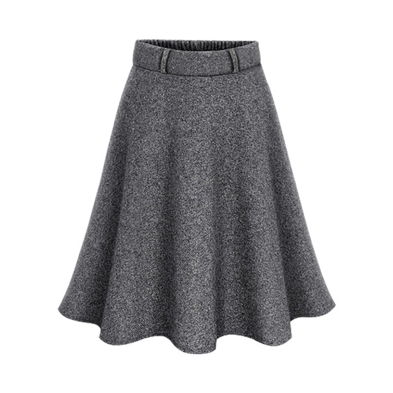 Autumn and Winter New Plus Size Plus Fat A-Line Lining Hip-Covering Woolen Skirt Versatile Women's Skirt 100kg Half Skirt 60cm